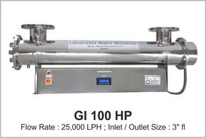 UV System Water Disinfection Systems Model Gl 100 LP with flow rate 25000 LPH with inlet, outlet 3 inch