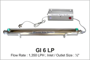 UV System Water Disinfection Systems Model Gl 6 LP with flow rate 1350 LPH with inlet, outlet 1/2 inch