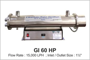 UV System Water Disinfection Systems Model Gl 60 LP with flow rate 15000 LPH with inlet, outlet 1 1/2 inch