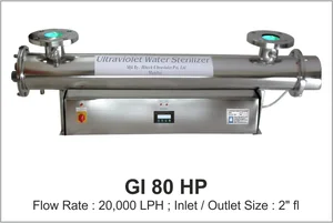 UV System Water Disinfection Systems Model Gl 80 LP with flow rate 2000 LPH with inlet, outlet 2 inch