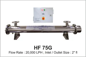 UV System Water Disinfection Systems Model HF 75 G with flow rate 20000 LPH with inlet, outlet 2 inch