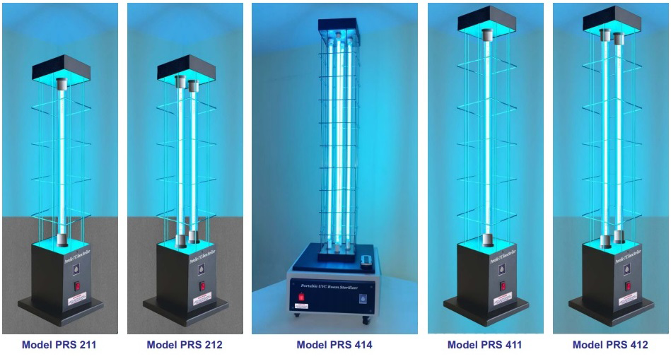 A set of UV Room Sterilizer with 1, 2, 4 lamps 